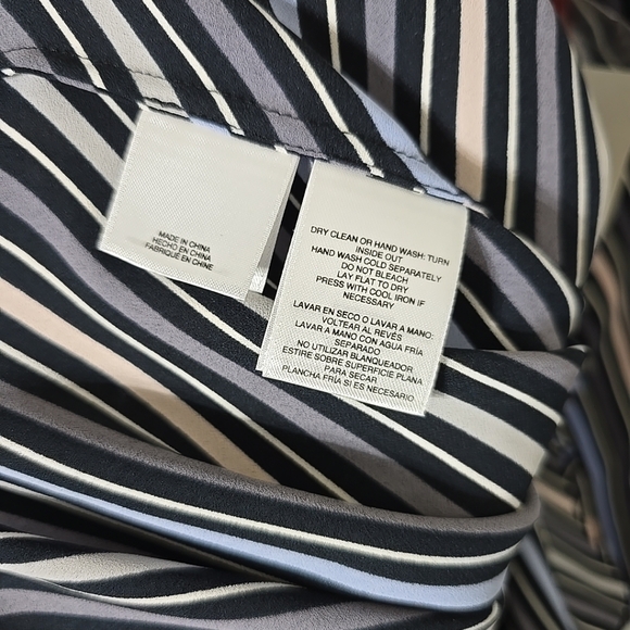Anne Klein Black Forest Devonshire diagonal stripe, button up blouse size XL - Picture 7 of 9